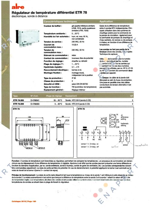 P/N: D4780041 Type: ETR 78.005  Differenz-Temperaturregler