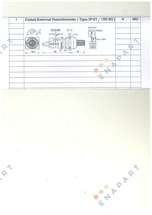SP-01/100K Remote potentiometer