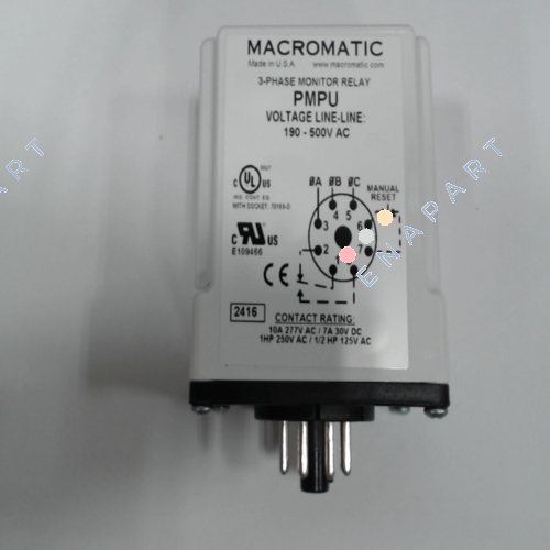 193599301 Daikin McQuay 193599301 RELAY PHASE MONITOR 109-500VAC 10A/277V, 7A/30V, 8PIN SPDT