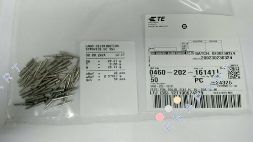 0460-202-16141 Pin Contacts Nickel Crimp 16-20 AWG Power, Machined