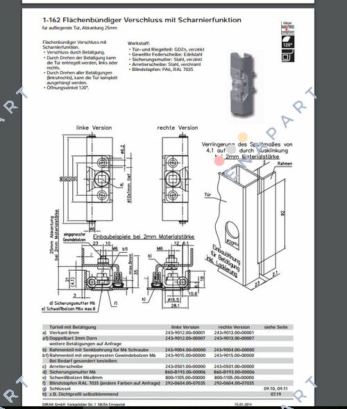 243-9013.00-00001 	  Swinghandle Latch with Locking Mechanism