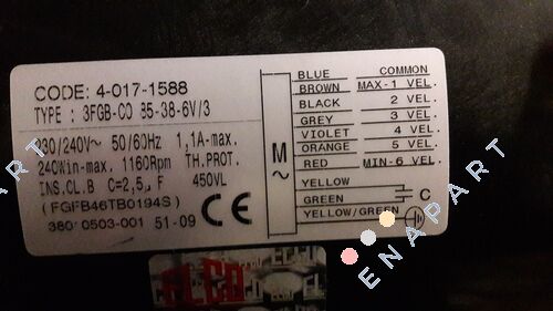 GMV 3FGB.CO.85.38.6V/3 FGFB46TB0194S SETEM011.01 *40171588* Fan Motor