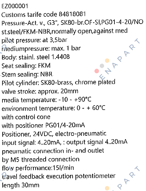 EZ000001 Electromechanical Valve