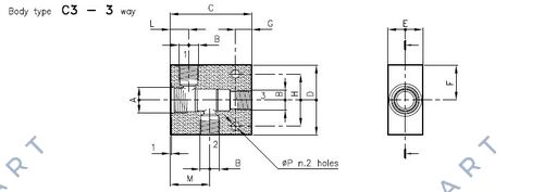 VBH.81030-C3-B08/FE 3/2-Way Valve Body